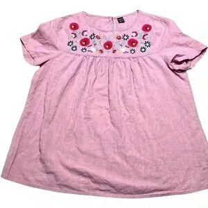 SHEIN Vcay Floral Embroidery Top size M